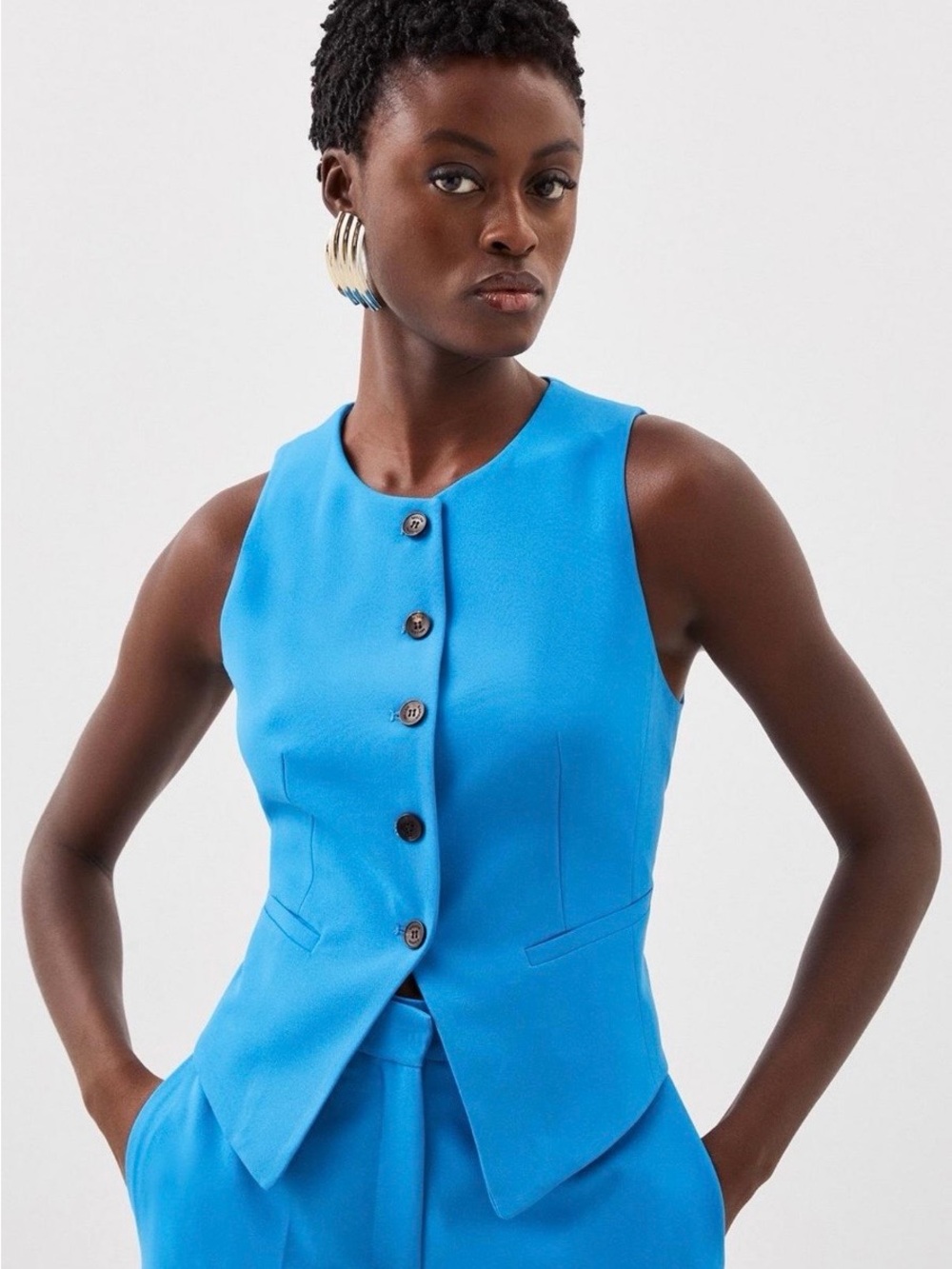 Karen Millen Tailored Stretch Button Through Vest